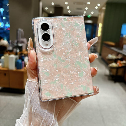 For Galaxy Z Fold8 5G Pearlescent Shell Texture Phone Case - Pink - EDA009945501A