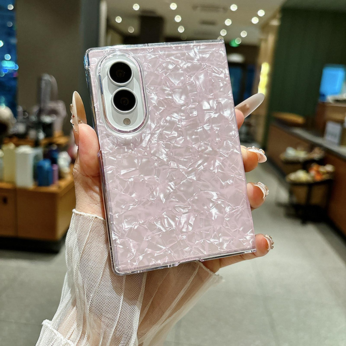 For Galaxy Z Fold8 5G Pearlescent Shell Texture Phone Case - Purple - EDA009945501B