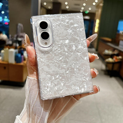 For Galaxy Z Fold8 5G Pearlescent Shell Texture Phone Case - Silver - EDA009945501D