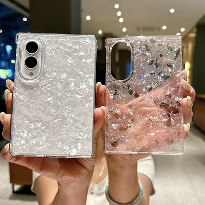 For Galaxy Z Fold8 5G Pearlescent Shell Texture Phone Case - Pink - EDA009945501A
