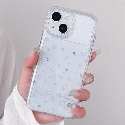 For iPhone 15 Gold-Plated Round Edges Airbag Double-sided IMD Phone Case - Raindrop Little Fish - EDA009946405B