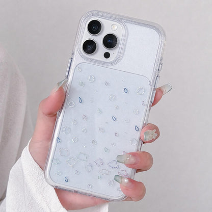For iPhone 15 Pro Gold-Plated Round Edges Airbag Double-sided IMD Phone Case - Raindrop Little Fish - EDA009946406B