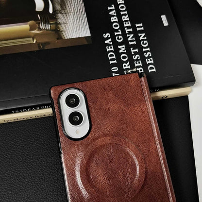 For Galaxy Z Fold8 5G Side Clamp Hinge Crazy Horse Texture Magnetic Leather Phone Case - Green - EDA009947001D
