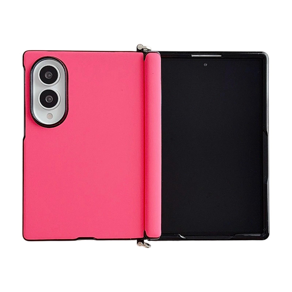 For Galaxy Z Fold8 5G Side Clamp Central Axis Morandi Solid Color Leather Texture Phone Case - Rose Red - EDA009947501B