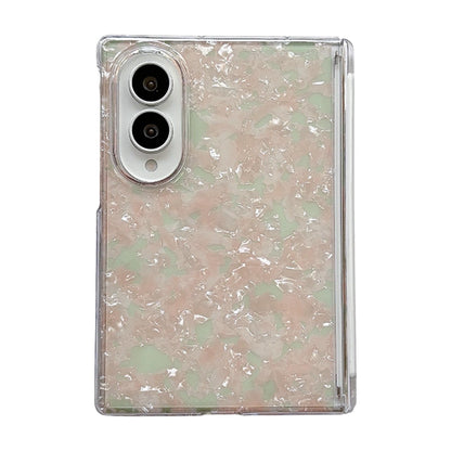 For Galaxy Z Fold8 5G Axis Magnetic Pearlescent Shell Texture Phone Case - Pink Green - EDA009948101B