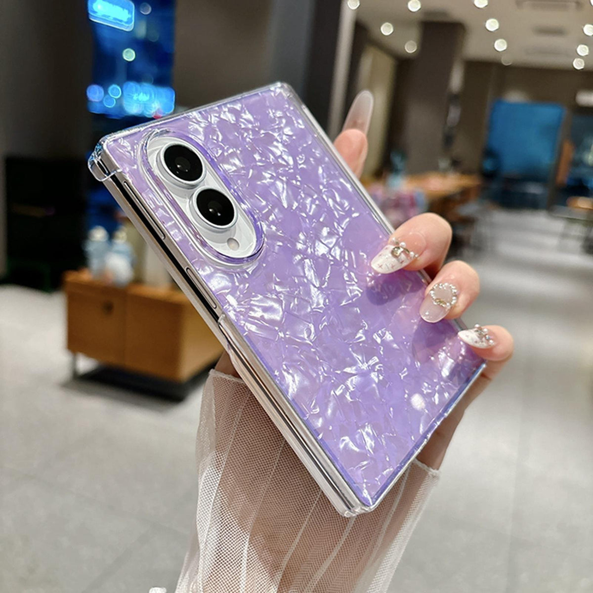 For Galaxy Z Fold8 5G Axis Magnetic Pearlescent Shell Texture Phone Case - Dark Purple - EDA009948101E
