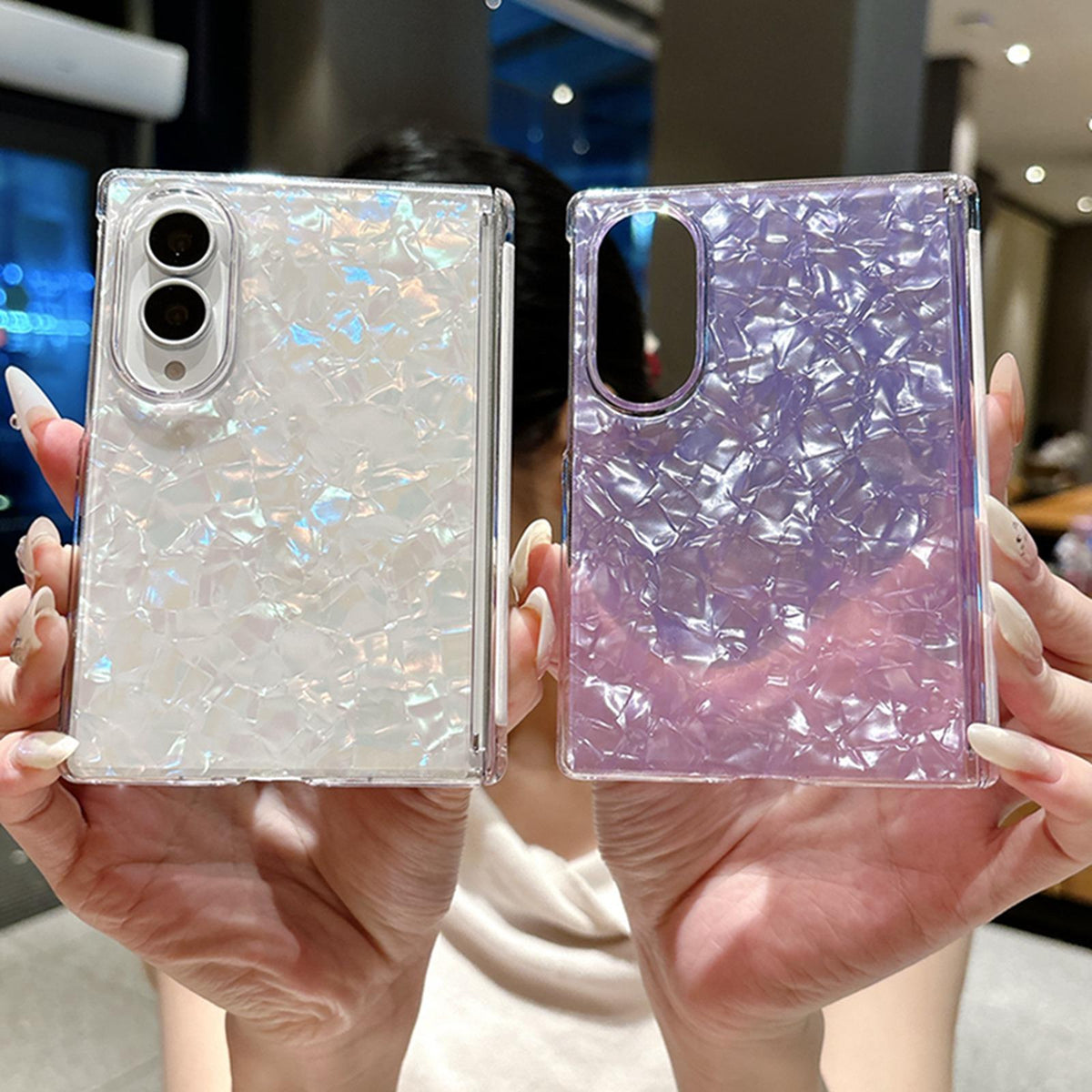 For Galaxy Z Fold8 5G Axis Magnetic Pearlescent Shell Texture Phone Case - Dark Purple - EDA009948101E