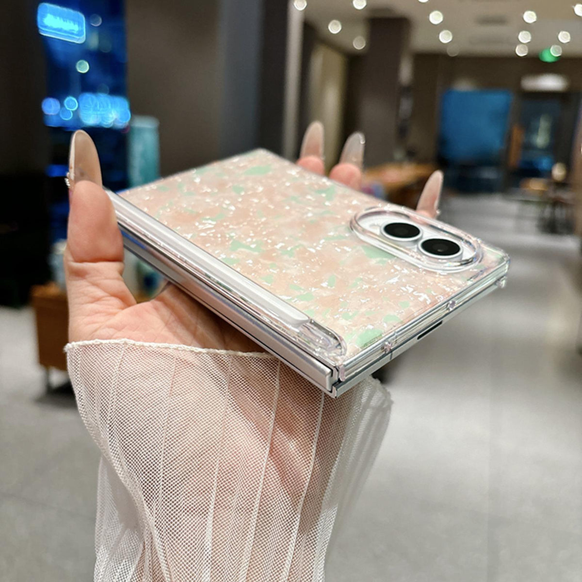 For Galaxy Z Fold8 5G Axis Magnetic Pearlescent Shell Texture Phone Case - Dark Purple - EDA009948101E