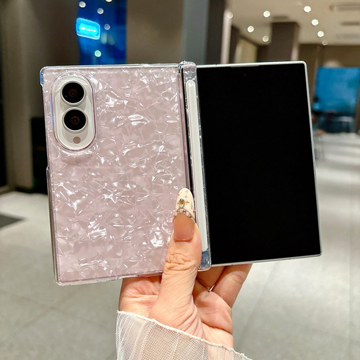 For Galaxy Z Fold8 5G Axis Magnetic Pearlescent Shell Texture Phone Case - Dark Purple - EDA009948101E