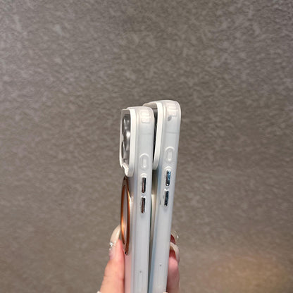 For iPhone 17 Pro Max Aurora 2.0 PC Hybrid TPU Laser Magnetic Phone Case with Rotating Holder - Silver - EDA009948801B