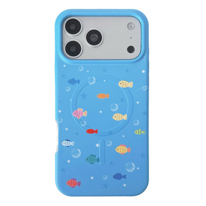 For iPhone 18 Pro / 17 Pro Graffiti Pattern 2 in 1 PC Hybrid TPU Phone Case - Colorful Little Fish - EDA009949602A