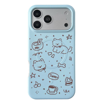 For iPhone 18 Pro / 17 Pro Graffiti Pattern 2 in 1 PC Hybrid TPU Phone Case - Line Dog - EDA009949602C