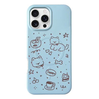For iPhone 16 Pro Max Graffiti Pattern 2 in 1 PC Hybrid TPU Phone Case - Line Dog - EDA009949604C