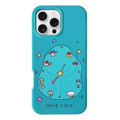 For iPhone 16 Pro Graffiti Pattern 2 in 1 PC Hybrid TPU Phone Case - Irregular Clock - EDA009949605D