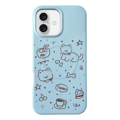 For iPhone 16 Graffiti Pattern 2 in 1 PC Hybrid TPU Phone Case - Line Dog - EDA009949606C