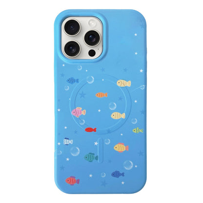 For iPhone 15 Pro Max Graffiti Pattern 2 in 1 PC Hybrid TPU Phone Case - Colorful Little Fish - EDA009949607A