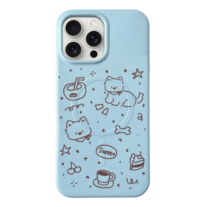 For iPhone 15 Pro Max Graffiti Pattern 2 in 1 PC Hybrid TPU Phone Case - Line Dog - EDA009949607C