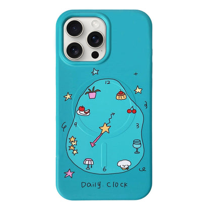 For iPhone 15 Pro Max Graffiti Pattern 2 in 1 PC Hybrid TPU Phone Case - Irregular Clock - EDA009949607D