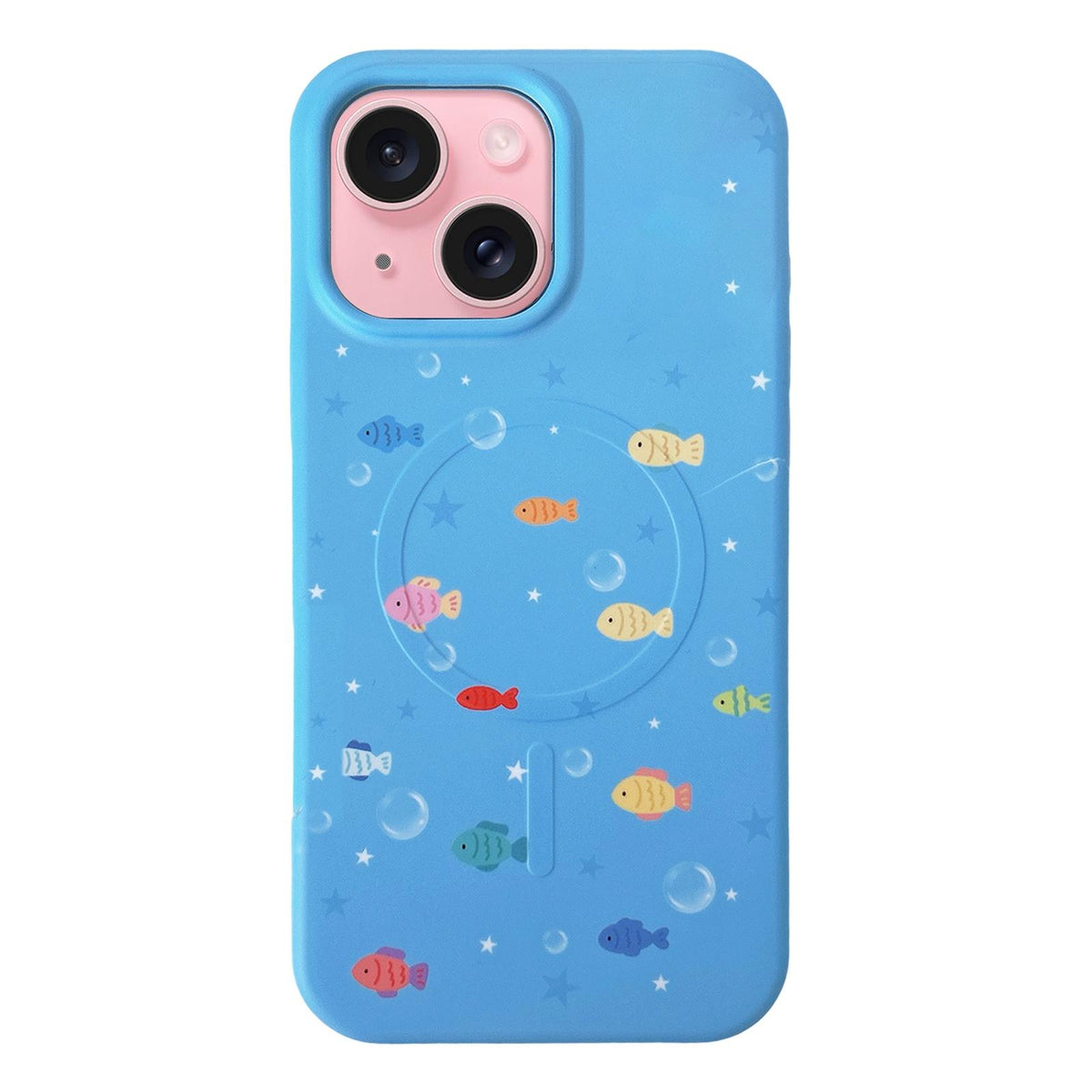 For iPhone 15 Graffiti Pattern 2 in 1 PC Hybrid TPU Phone Case - Colorful Little Fish - EDA009949609A