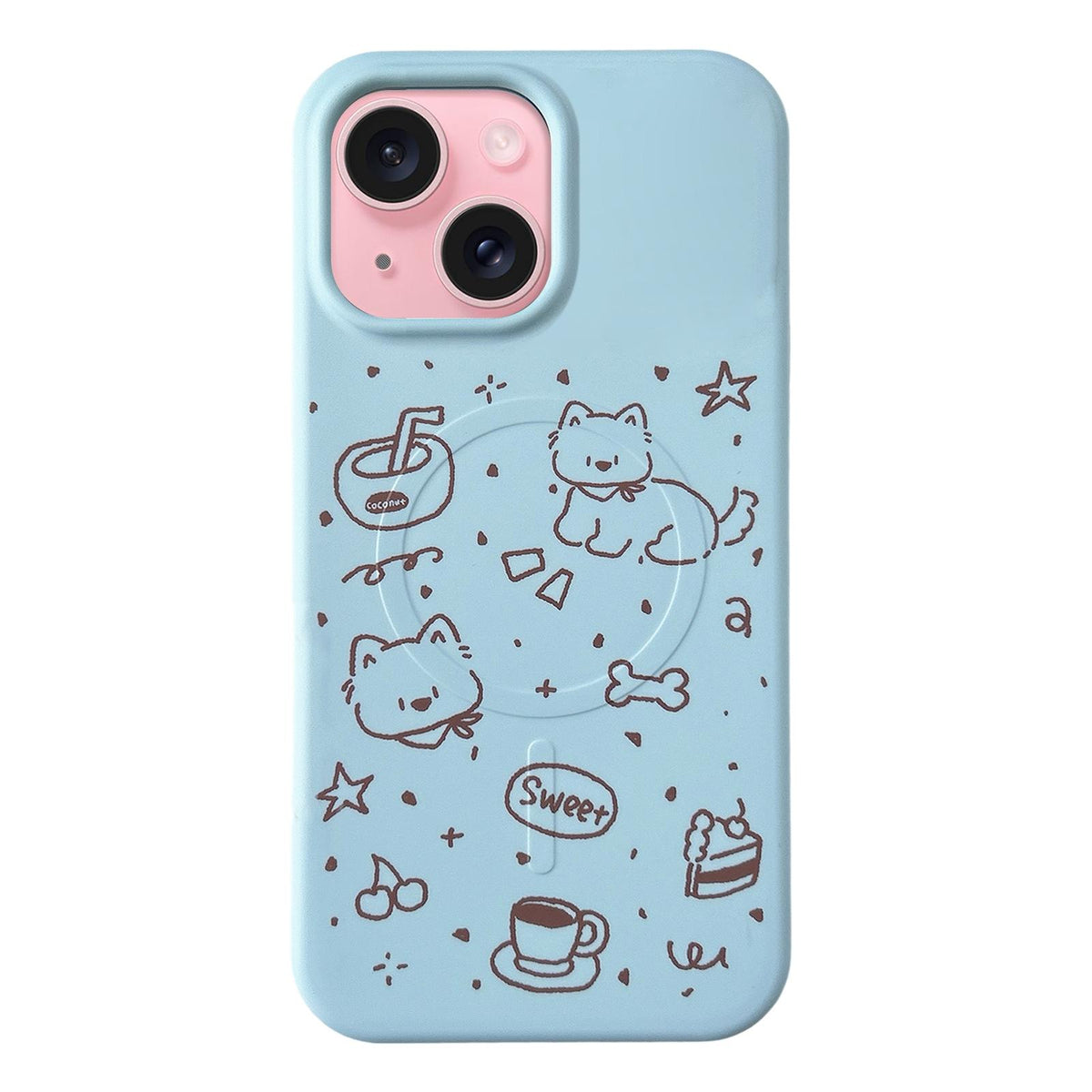 For iPhone 15 Graffiti Pattern 2 in 1 PC Hybrid TPU Phone Case - Line Dog - EDA009949609C