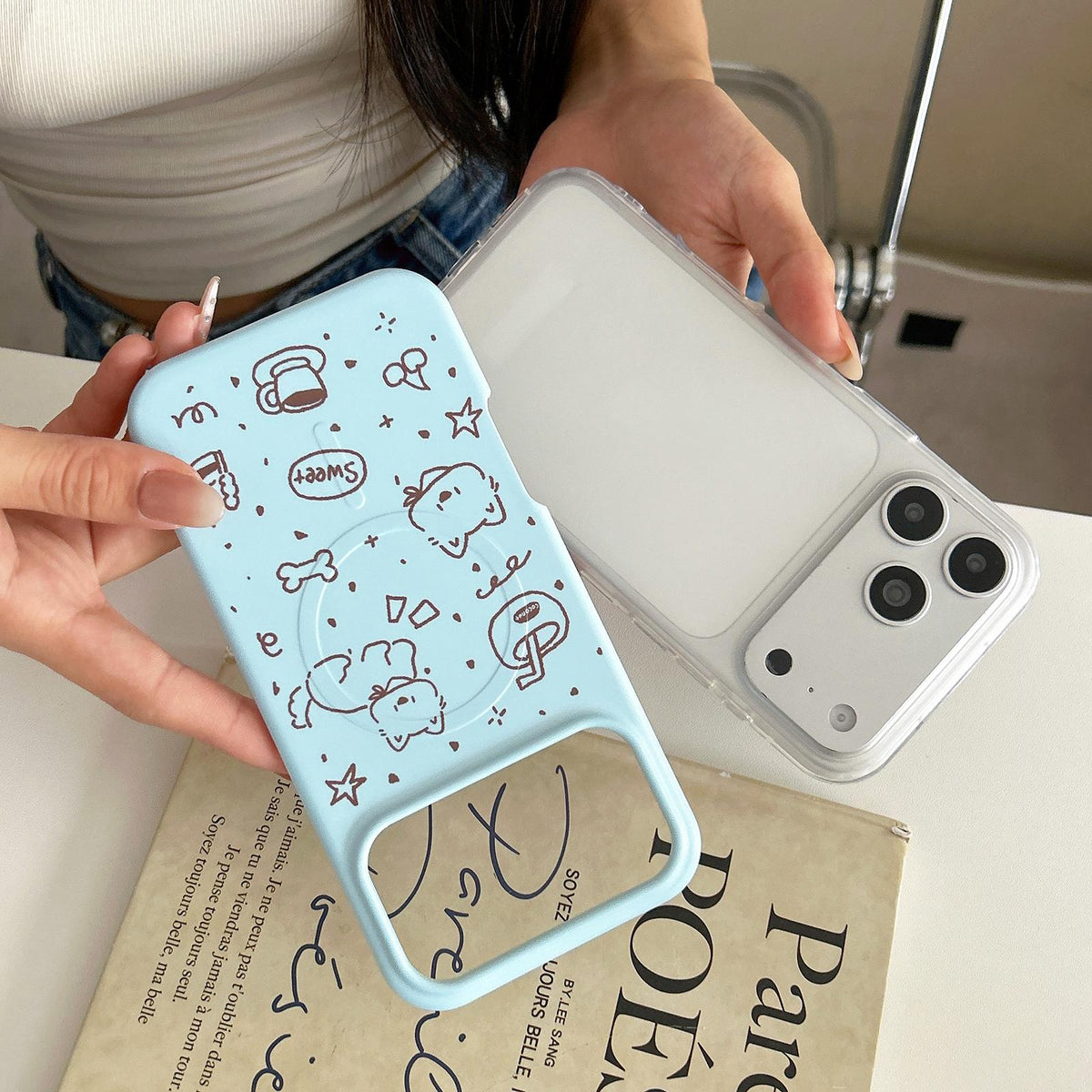 For iPhone 18 Pro Max / 17 Pro Max Graffiti Pattern 2 in 1 PC Hybrid TPU Phone Case - Line Dog - EDA009949601C