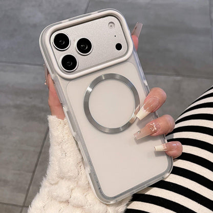 For iPhone 17 Pro Max Dual-Color Translucent Matte Magnetic Phone Case - White - EDA009949801C
