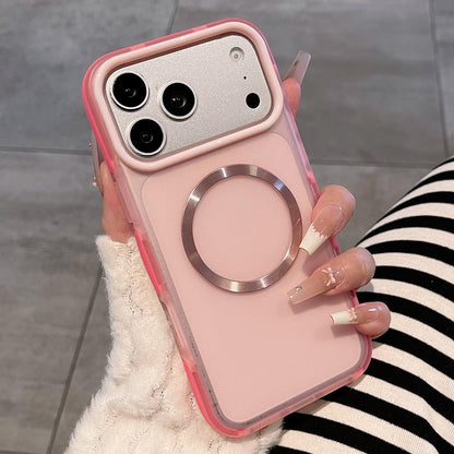 For iPhone 17 Pro Max Dual-Color Translucent Matte Magnetic Phone Case - Pink - EDA009949801D
