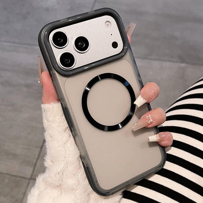 For iPhone 17 Pro Max Dual-Color Translucent Matte Magnetic Phone Case - Black - EDA009949801F