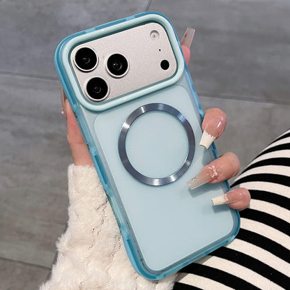 For iPhone 17 Pro Dual-Color Translucent Matte Magnetic Phone Case - Blue - EDA009949802A