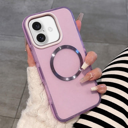 For iPhone 17 Dual-Color Translucent Matte Magnetic Phone Case - Purple - EDA009949803B