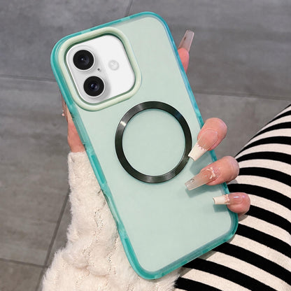 For iPhone 17 Dual-Color Translucent Matte Magnetic Phone Case - Green - EDA009949803E