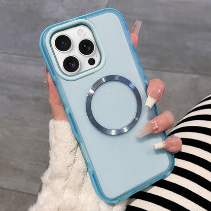 For iPhone 16 Pro Max Dual-Color Translucent Matte Magnetic Phone Case - Blue - EDA009949804A