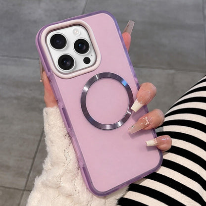 For iPhone 16 Pro Max Dual-Color Translucent Matte Magnetic Phone Case - Purple - EDA009949804B