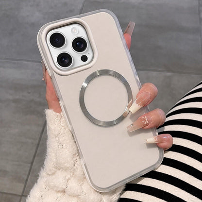 For iPhone 16 Pro Max Dual-Color Translucent Matte Magnetic Phone Case - White - EDA009949804C