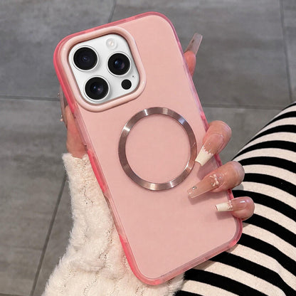 For iPhone 16 Pro Max Dual-Color Translucent Matte Magnetic Phone Case - Pink - EDA009949804D