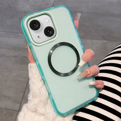 For iPhone 14 / 13 Dual-Color Translucent Matte Magnetic Phone Case - Green - EDA009949810E
