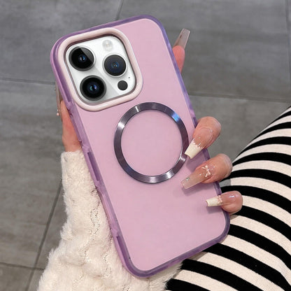 For iPhone 14 Pro Dual-Color Translucent Matte Magnetic Phone Case - Purple - EDA009949811B