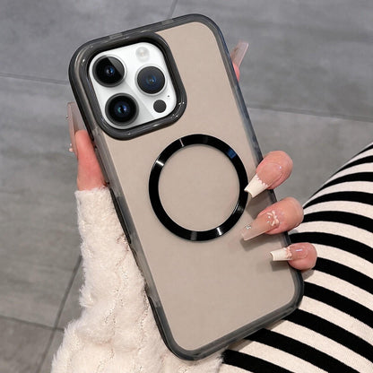For iPhone 14 Pro Dual-Color Translucent Matte Magnetic Phone Case - Black - EDA009949811F