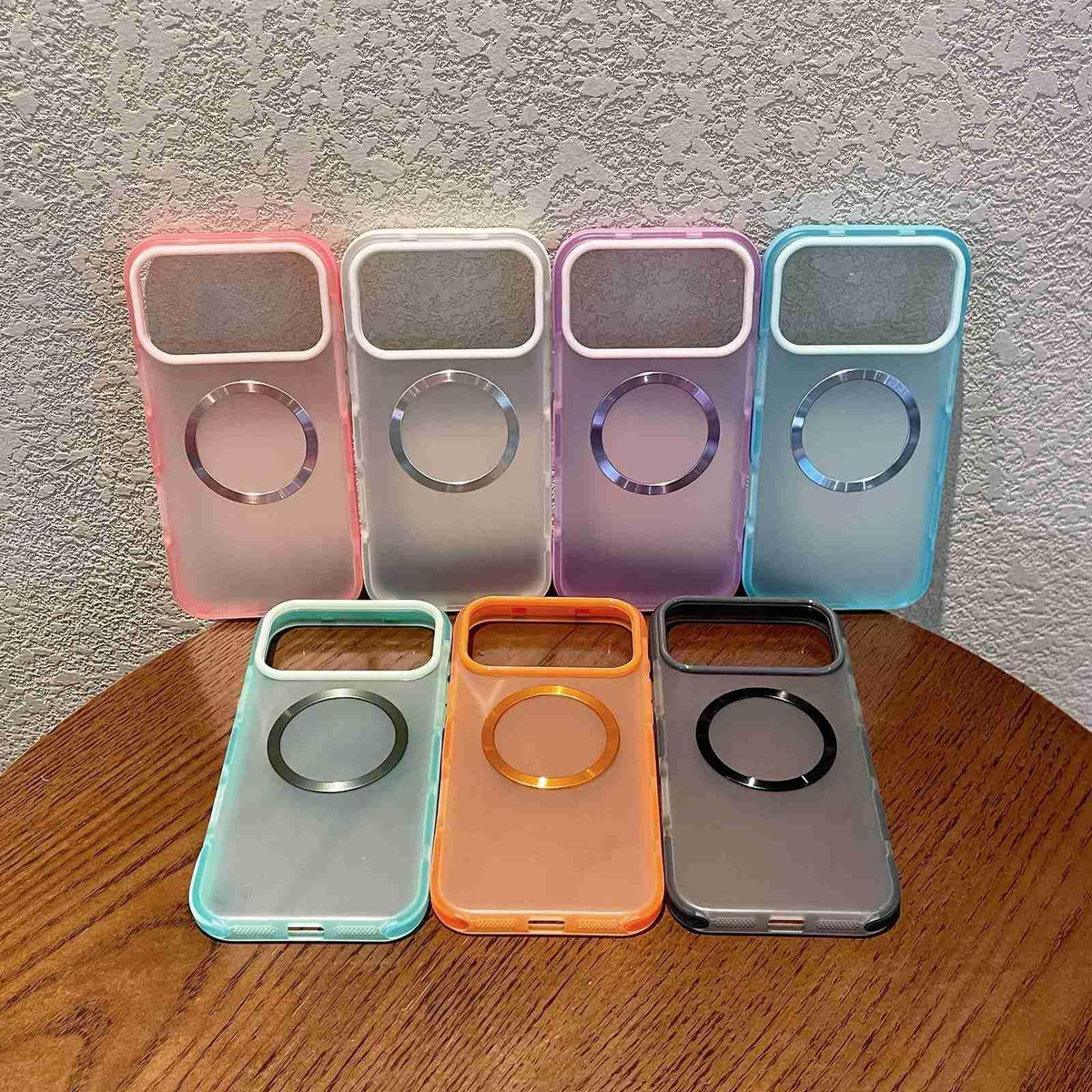 For iPhone 15 Pro Max Dual-Color Translucent Matte Magnetic Phone Case - Orange - EDA009949807G