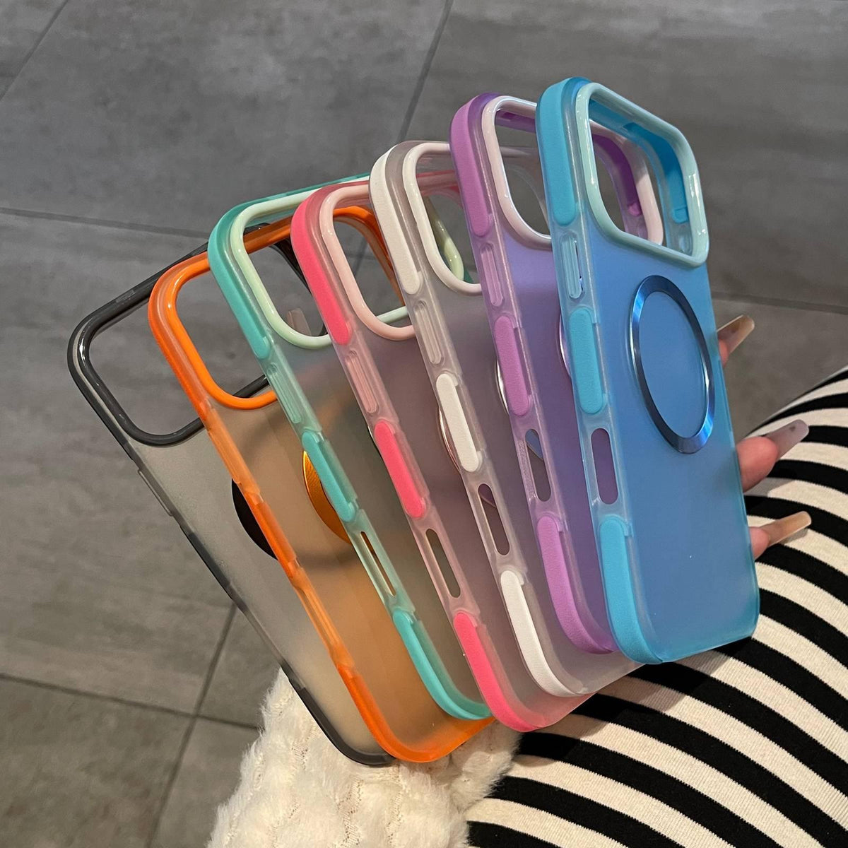 For iPhone 17 Pro Dual-Color Translucent Matte Magnetic Phone Case - Orange - EDA009949802G