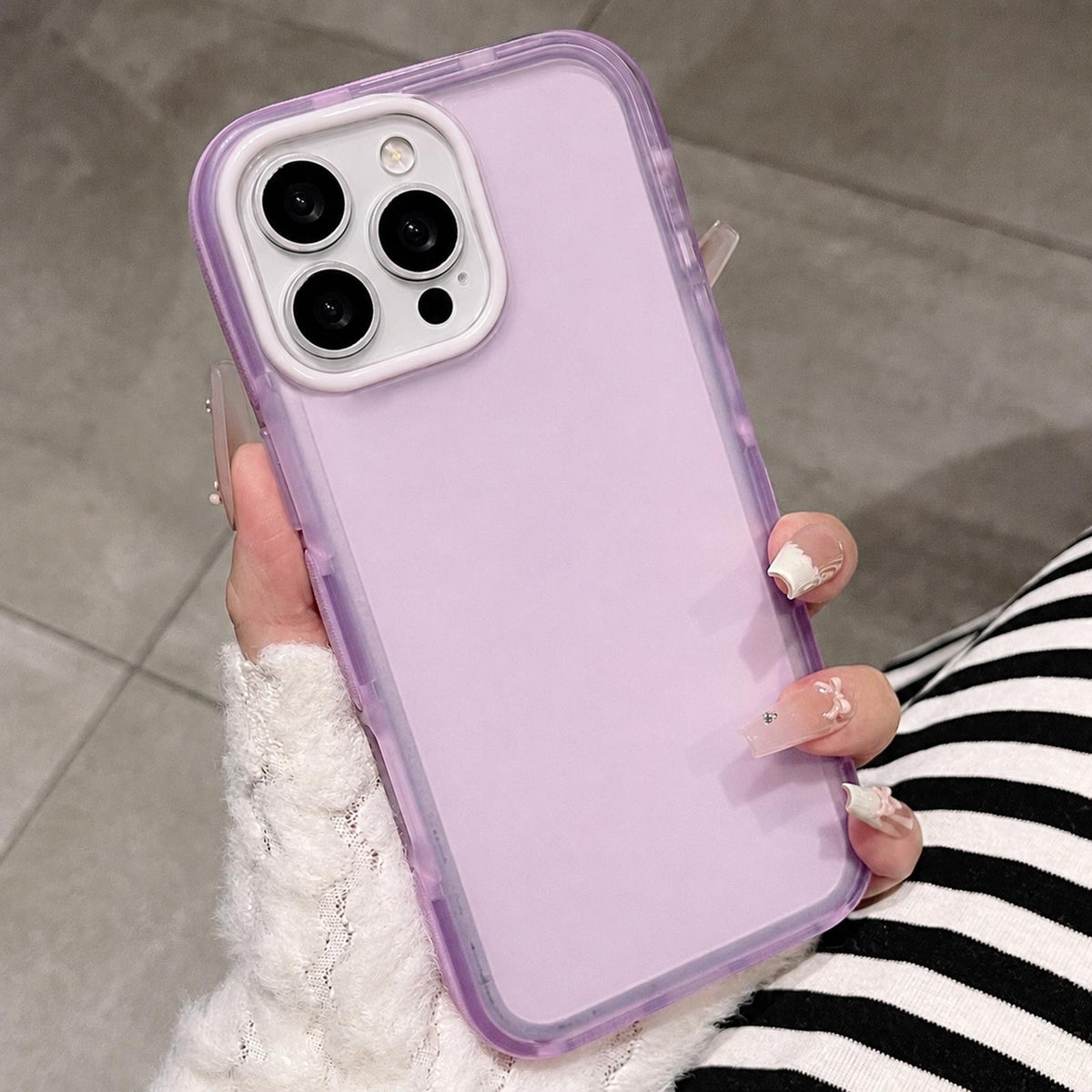 For iPhone 16 Pro Max Dual-Color Translucent Matte Phone Case - Purple - EDA009950004B
