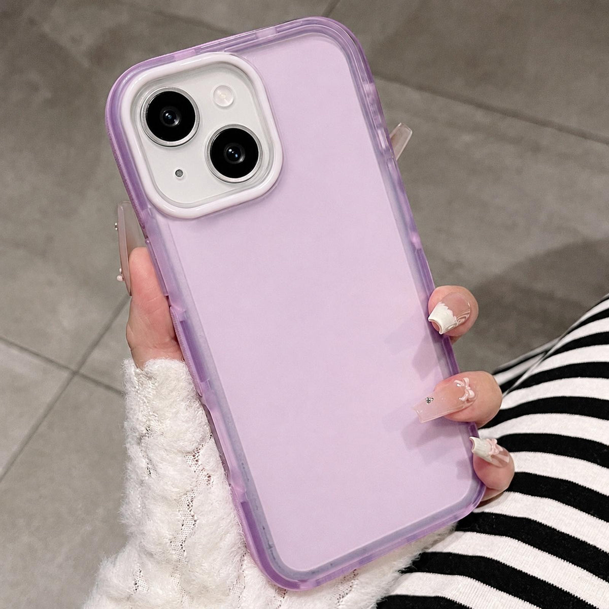 For iPhone 15 Dual-Color Translucent Matte Phone Case - Purple - EDA009950009B