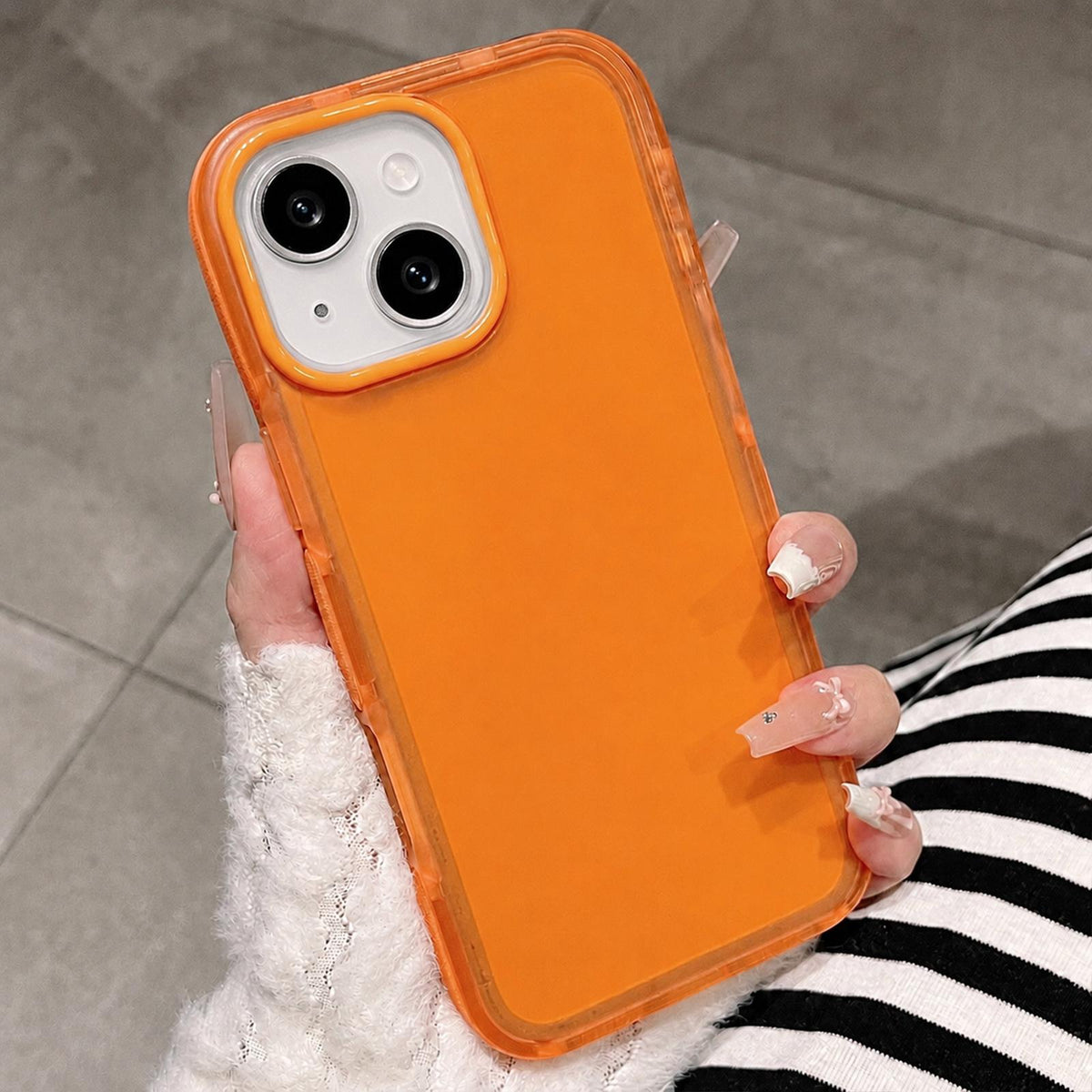 For iPhone 15 Dual-Color Translucent Matte Phone Case - Orange - EDA009950009G