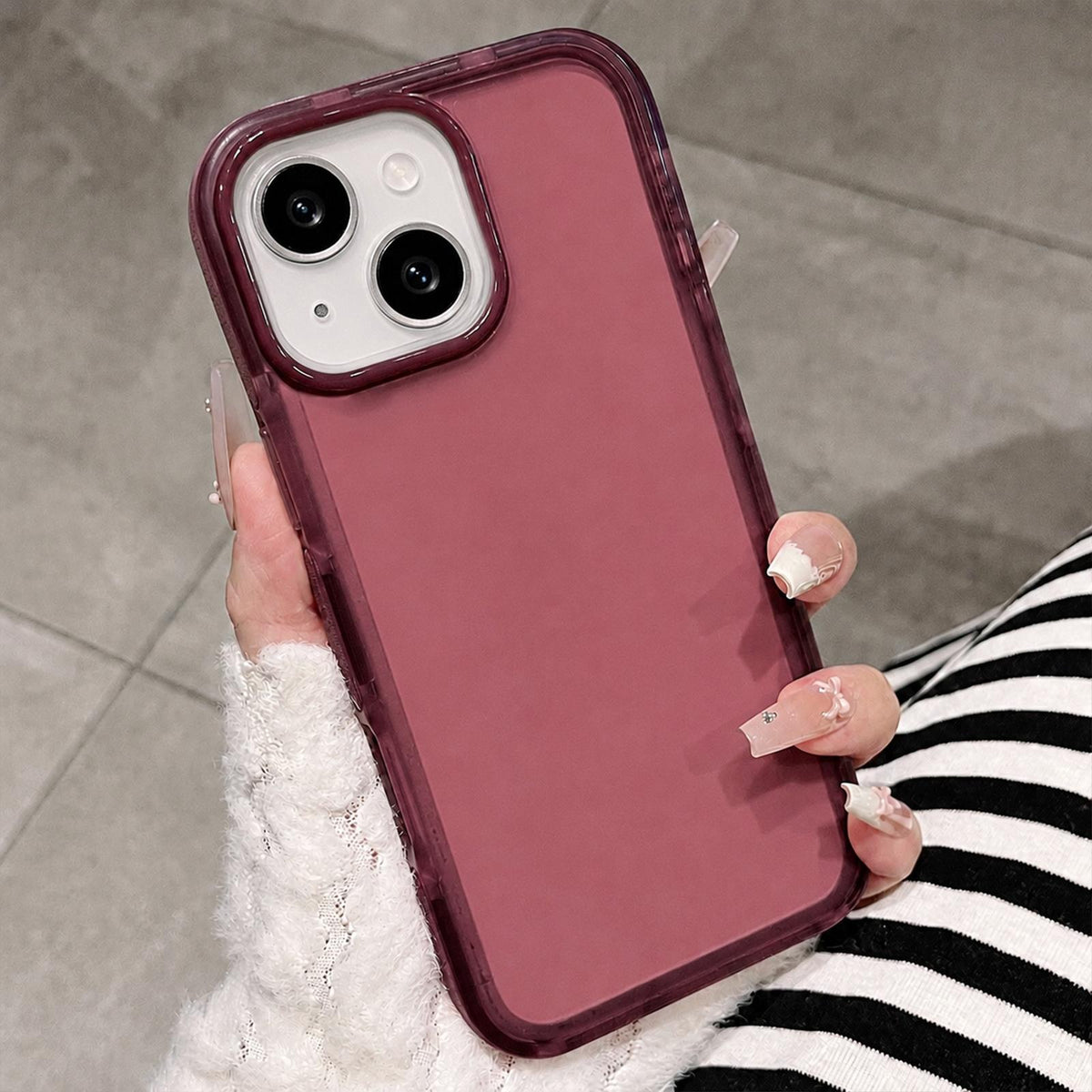For iPhone 15 Dual-Color Translucent Matte Phone Case - Rose Purple - EDA009950009H