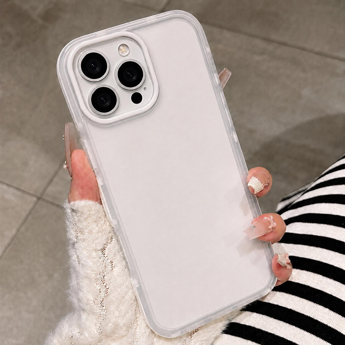 For iPhone 13 Pro Dual-Color Translucent Matte Phone Case - White - EDA009950014C