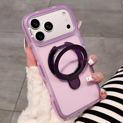 For iPhone 17 Pro Max Dual-Color Translucent Matte Phone Case with Holder - Purple - EDA009950101B