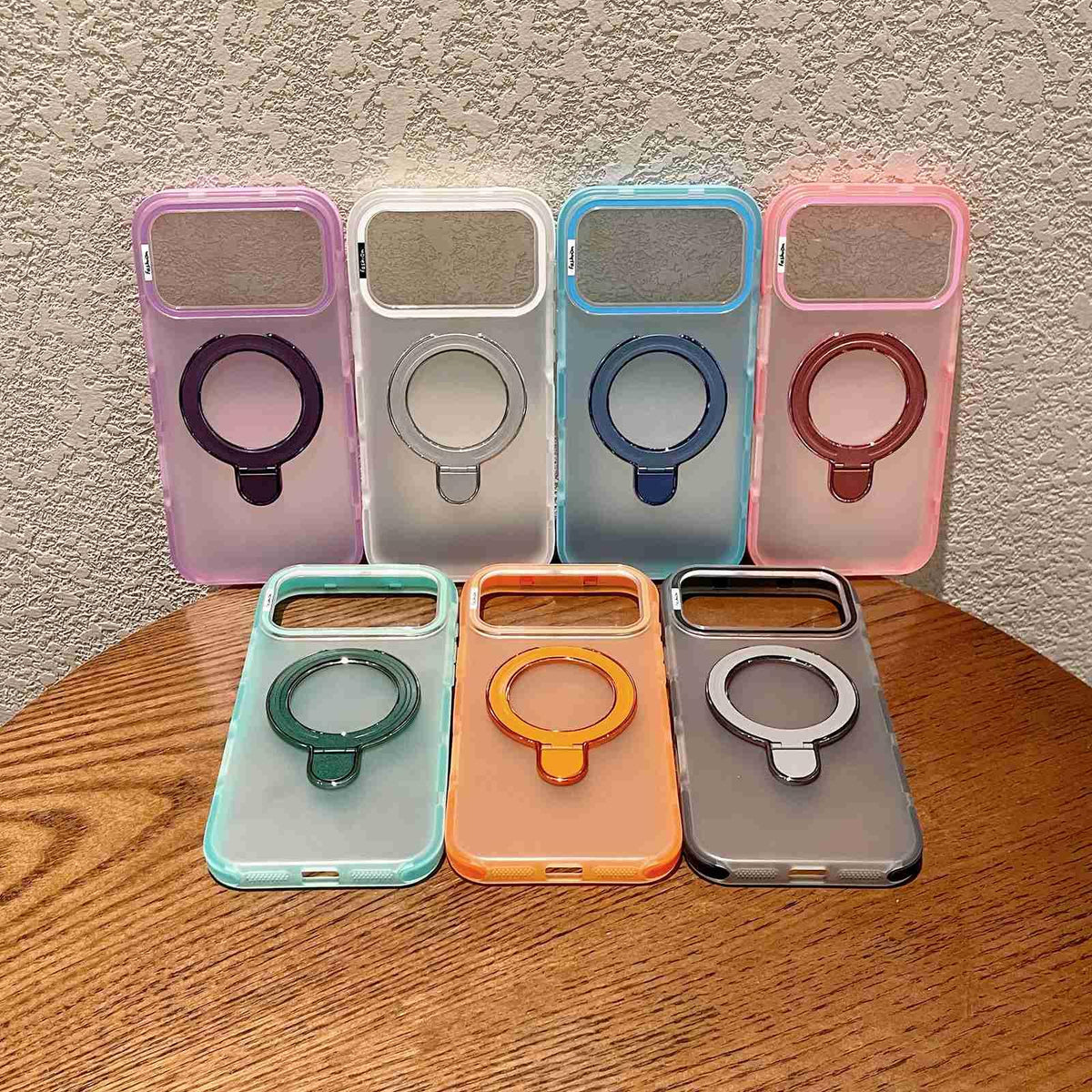 For iPhone 13 Pro Max Dual-Color Translucent Matte Phone Case with Holder - Green - EDA009950113E