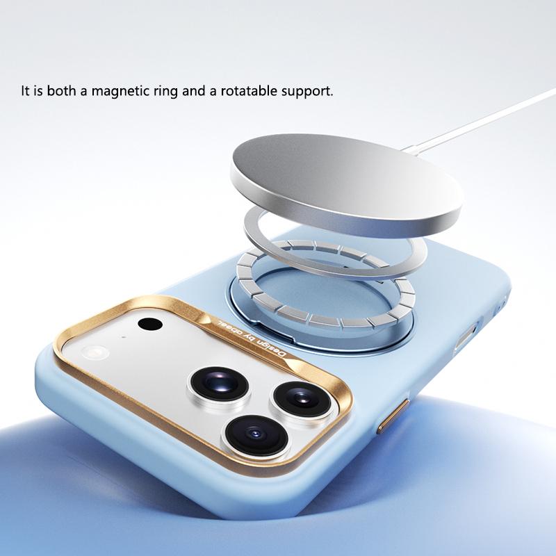 For iPhone 17 Pro ABEEL Lightweight Zero Skin Feel Magnetic PC Phone Case with Holder - Blue - EDA009950202C