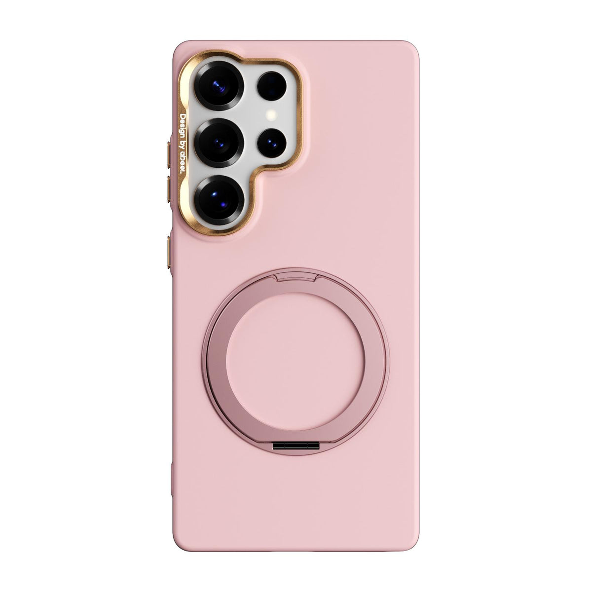 For Galaxy S25 Ultra 5G ABEEL Lightweight Zero Skin Feel Magnetic PC Phone Case with Holder - Pink - EDA009950503B