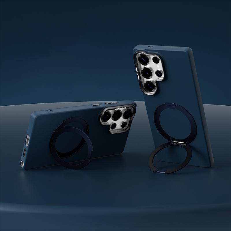 For Galaxy S25 Ultra 5G ABEEL Lightweight Zero Skin Feel Magnetic PC Phone Case with Holder - Blue - EDA009950503C
